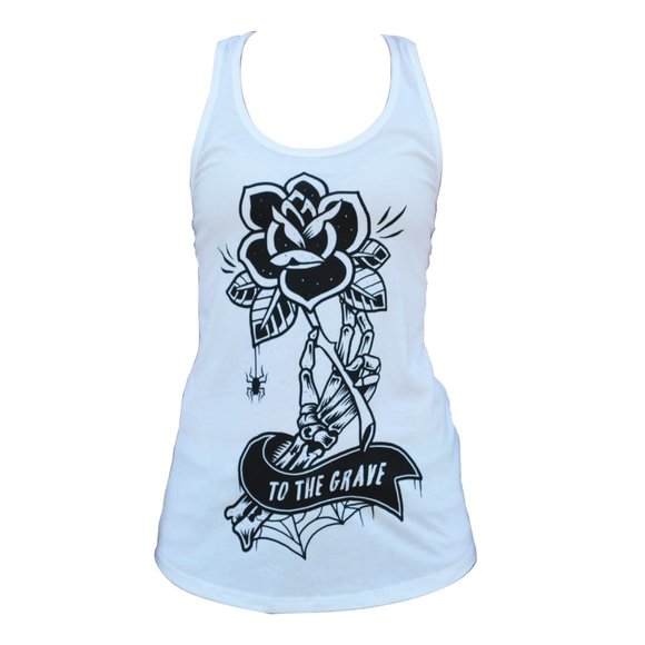 To the Grave White Tank Top Tattoo Art NEW S-2XL - Picture 1 of 5